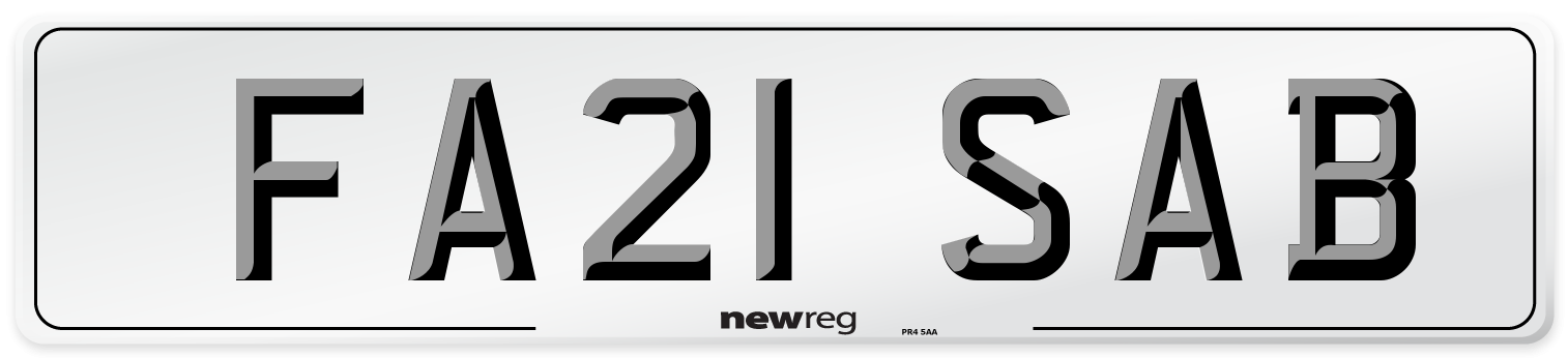 FA21 SAB Number Plate from New Reg